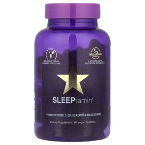 SLEEPtamin® Gummies – Berry Sweet Dreams Sleep Support | 60 Vegan Gummies with Melatonin & Botanicals