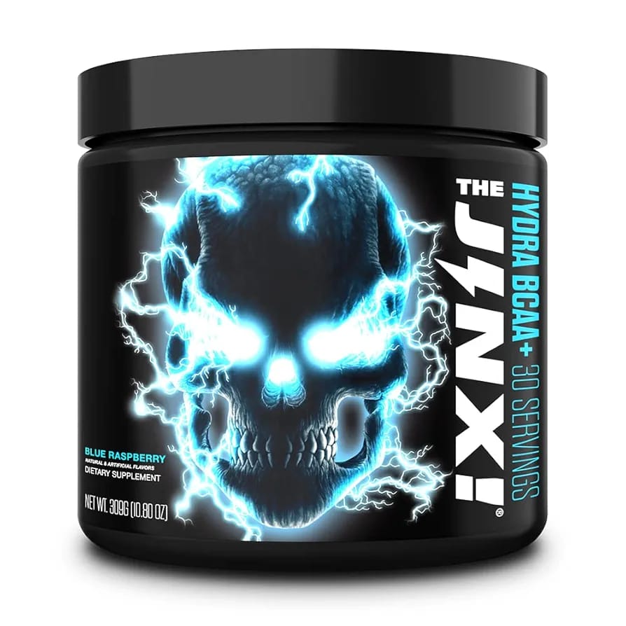 JNX Sports The Jinx! Hydra BCAA+ Post Workout Recovery Hydration Drink with Electrolytes | Blue Raspberry | 30 Servings