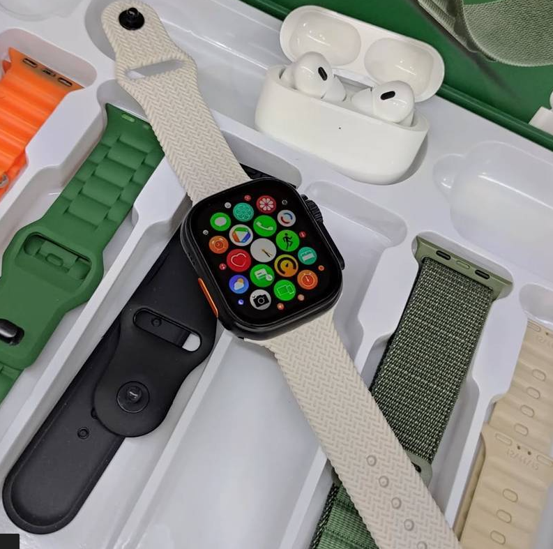 WS-80 Ultra 2 Smartwatch (Black) | Bundle with 7 Straps Wireless Headphones