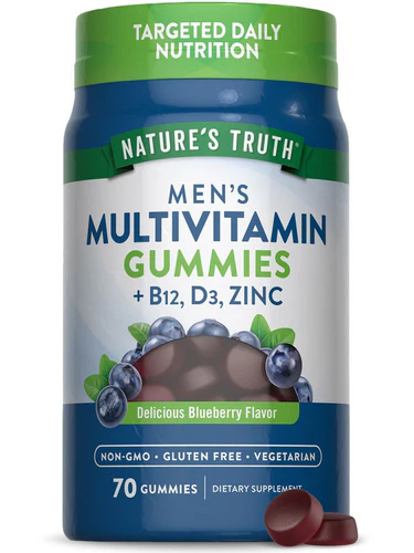 Nature's Truth Men's Multivitamin Gummies with B12 D3 Zinc Blueberry Flavor