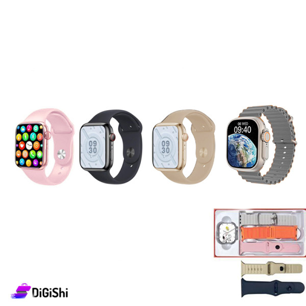 WS10-3 MAX Smartwatch Waterproof Wireless Charging Fitness Tracker with 5 Interchangeable Straps (Silver)