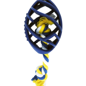 Rubber Football Dog Chew Toy with Tug Rope