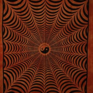 Saffron Trippy Yin Yang 3D Hand-loom Style Tapestry