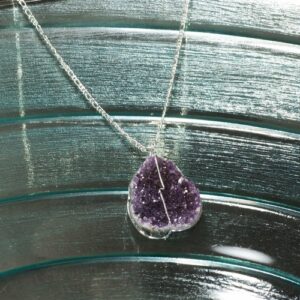 Druse Crystal Pendant on Silver Chain