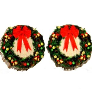 Christmas Wreath Stud Earrings #3055