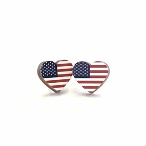 Flag Heart Stud Earrings #3086