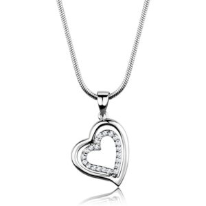 3W841 - Rhodium Brass Chain Pendant with AAA Grade CZ  in Clear