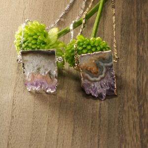 Amethyst Horizontal Slice Necklace