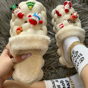 Funny DIY Bubble Slippers Furry House Slides for Chirstmas