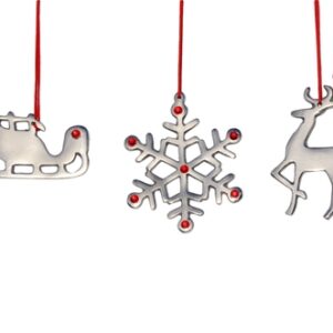 Handmade Christmas Ornaments Set of 4 with Red Ruby