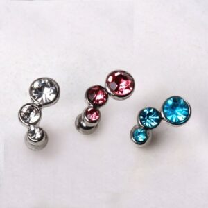 316L Surgical Steel Triple Round CZ Cartilage Earring