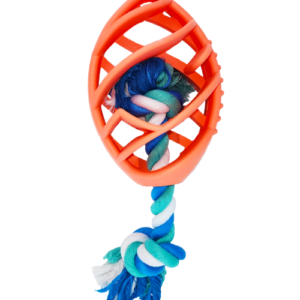 Rubber Football Dog Chew Toy with Tug Rope -- Great for Active Dogs --
