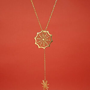 18k Gold Spider Necklace | Spider Charm Pendant | Halloween Necklace