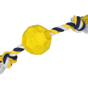 Rubber Soccer Ball Chew Toy with Tug Rope  -- Great for Active Dogs
